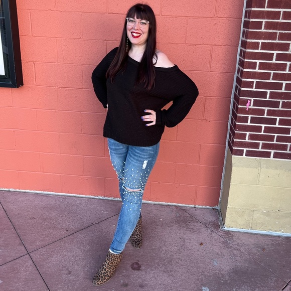 Vocal Distressed Pearl Embellished Skinny Jeans - Picture 1 of 8